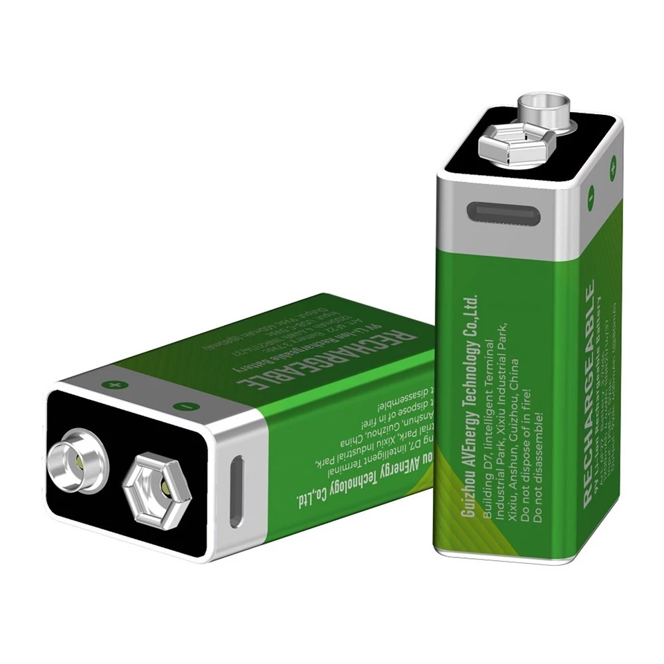 USB genopladeligt 9 volt batteri